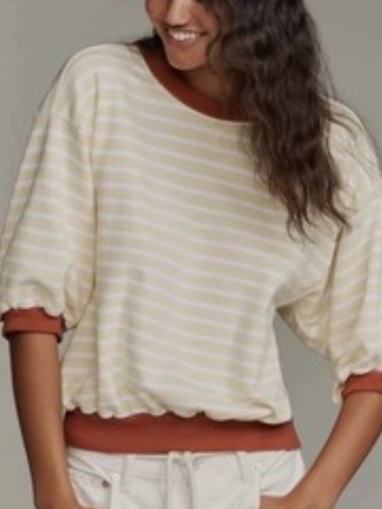 Anthropologie Tops - Anthropologie Niki Bubble Sweatshirt Pilcro NEW XL Yellow Stripe